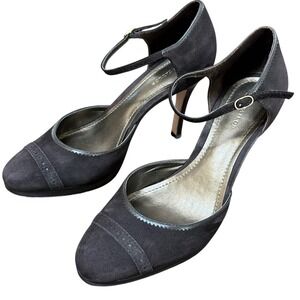 Ann Taylor Brown Suede Ankle Strap d'Orsay Pumps Heels Size 9M Leather Brazil